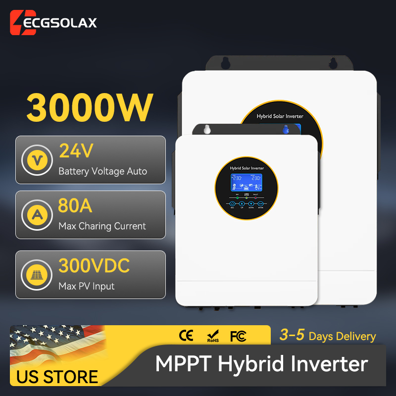 Inverter Pure Sine Wave 60Hz 120V 3000W - Inverter Solare Ibrido Off-Grid ECGSOLAX 3000W