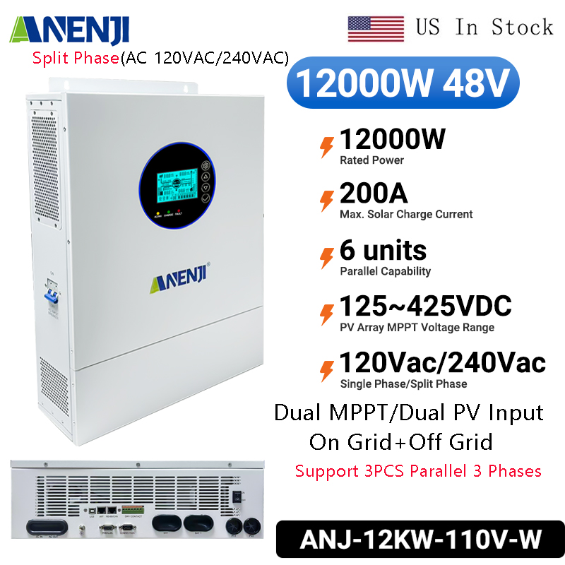 Off Grid Solar Inverter 48V 6000W - Inverter Solare Ibrido ANENJI Split Phase