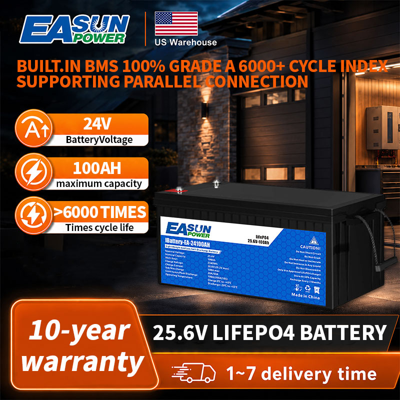 Grid Tie Inverter Limiter 2000W - Batteria EASUN POWER 24V LiFePO4 100AH