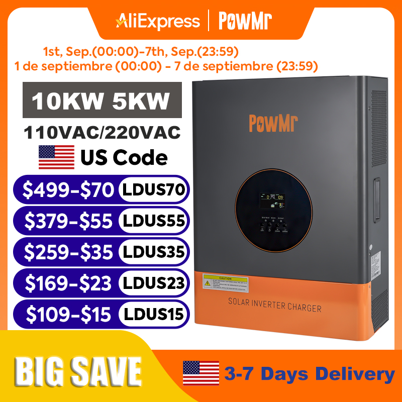 Split Phase Inverter 10Kw 110V 220V - PowMr Inverter Bifase 10KW 5KW 48V