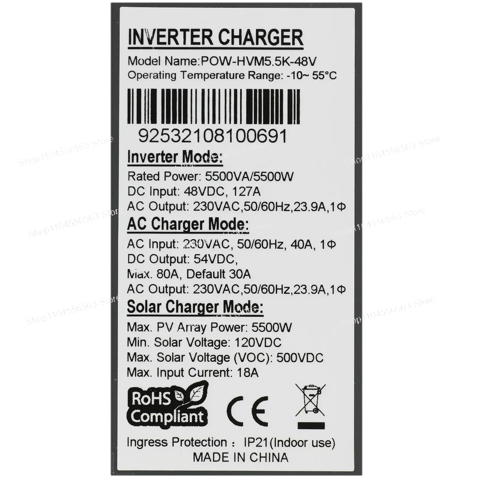 Inverter solare ibrido trifase - Hybrid Solar Inverter 5.5Kw Mppt 48V recensione e prezzo