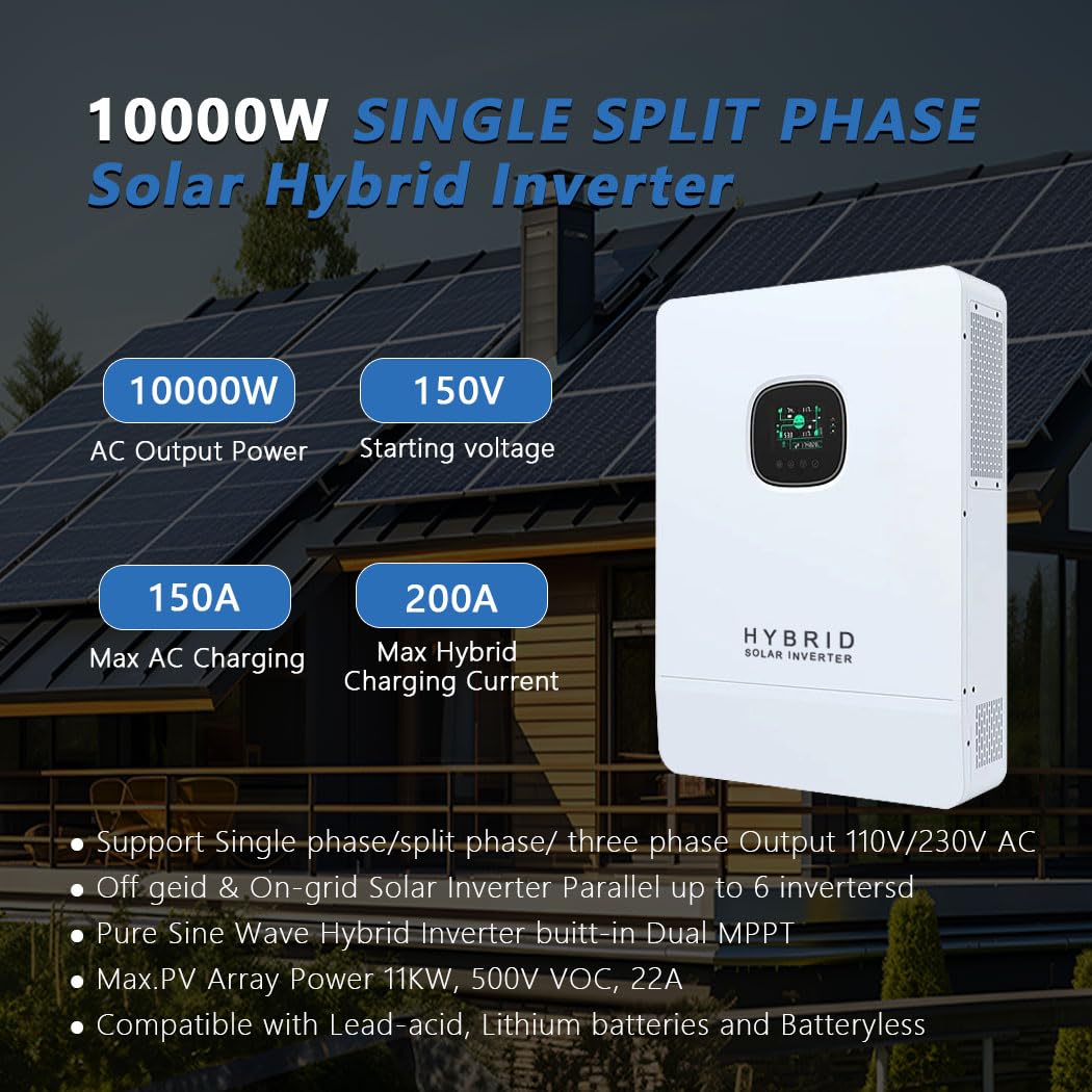 Inverter Solare Ibrido Y&H 10K - Split Phase Inverter 10Kw 110V 220V recensione e prezzo