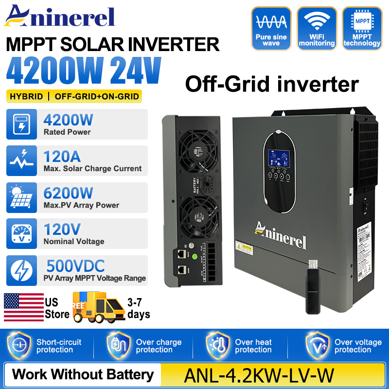 Inverter Ibrido Aninerel 4200W - Inverter Pure Sine Wave 60Hz 120V 3000W recensione e prezzo