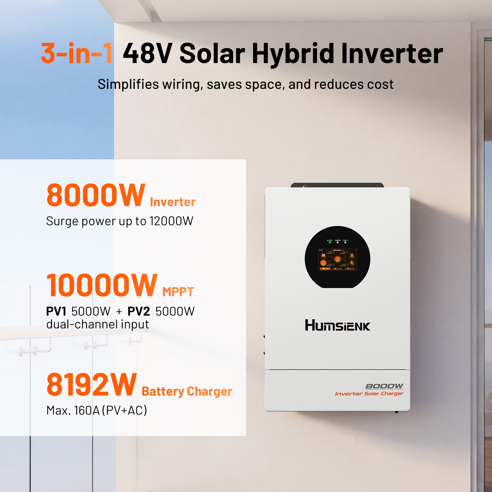 Inverter Solare Ibrido 3-in-1  - Mppt Hybrid Inverter 48V 8Kw 3 Phase recensione e prezzo