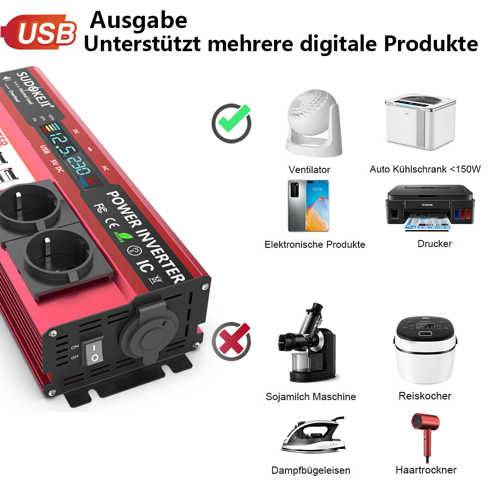 Inverter da 12V a 220V con pot - Power Inverter 12V 220V 4000W Continuous recensione e prezzo